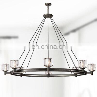 Modern Brass Chandelier Clear Glass Shades Elegant Ceiling Light Fixture for Living Room Dining Room Kitchen Island Foyer Lobby