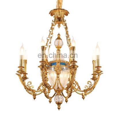 vintage golden brass pendant lamp luxury villa copper chandelier