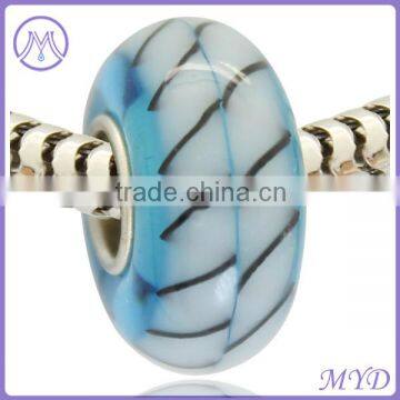 925 Sterling Silver Stamped Core Large Hole Murano Glass Bead For European Bracelet