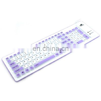 103 keys mute Wired keyboard Portable Business office keyboard Silicone crimp keyboard