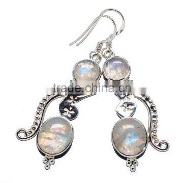 RAINBOW MOON STONE 925 STERLING SILVER EARRINGS ,925 STERLING SILVER JEWELRY WHOLE SALE,JEWELRY EXPORTER