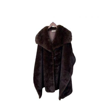 New Autumn And Winter Fur Lapel Shawl Cape, Oversized Coat, Loose Cardigan For Women photo-5
