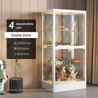 Moonlit White Glass Display Cabinet 4 Layers Single Door H1600mm×W500mm×L600mm for Collectibles Wholesale - B2B Supplier photo-2