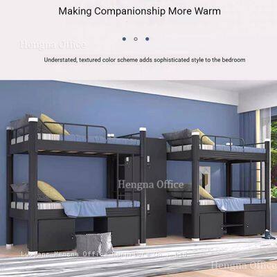 2 Tier Steel Double Deck Bed | Detachable Ladder & Moisture Proof Painting | Employee Housing Quarters - Verified Supplier photo-4