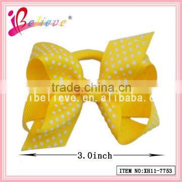 Factory wholesale ribbon bow custom printed elastic hair band for girls (XH11-7753)