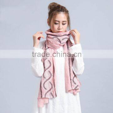 New Design Maxi Long Soft Viscose Embroidery Women Muslim Scarf