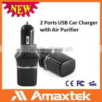 ODM Available High Current 5V 3.1A 2 Ports USB Anion Car Charger with Air purifier