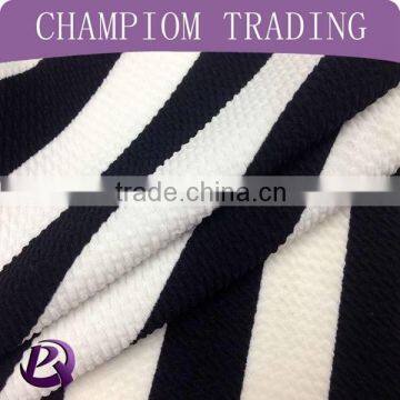 Cheap price stripe printed fabric polyester knitted fabric for ladies dress