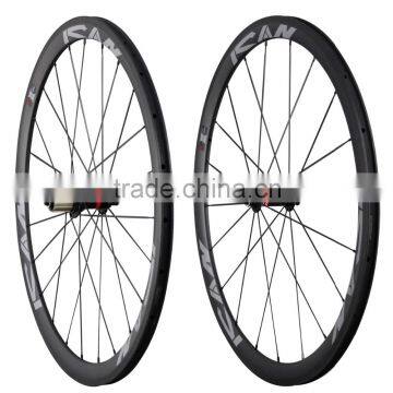 carbon road bike wheelset 700c 38mm clincher bicycle wheel Novatec black hub 1486g 38C wheelset