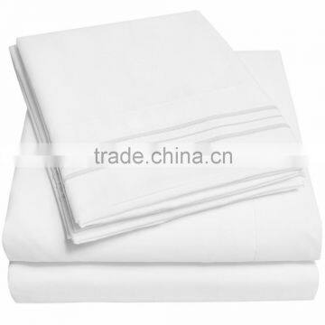 100%polyester 4 Piece Bed Sheet Set Deep Pocket, king, White and color