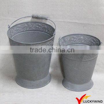 Garden and Home Vintage White Painting Handmade Zinc Pail Flower Pot photo-4