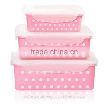PP Food Grade Food Container Set BPA Free Pink Polka Dot Storage Container Lunch Box Round Square Rectangle photo-2