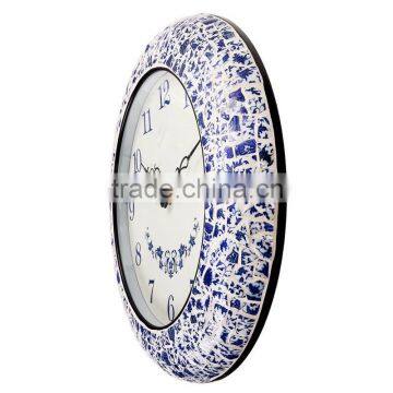 Home Decor Quartz Analog Chinese Blue and White Porcelain Wall Clock photo-3