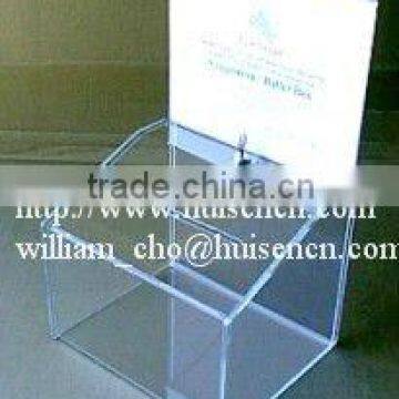 Popular acrylic ballot box with sign holder and lock