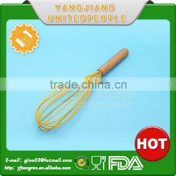 Classical 12 Inches Wooden Handle Silicone Eggbeater