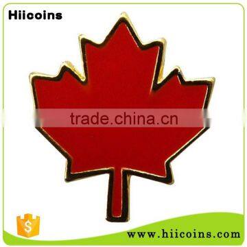 Gold plating hard enamel red color Canada flag maple leaf badge