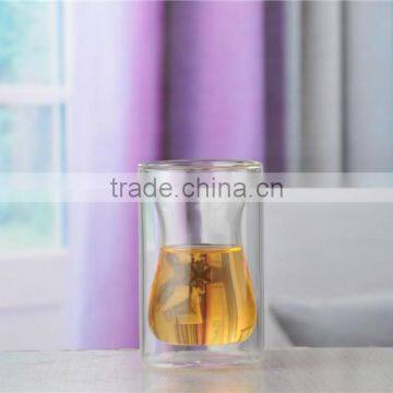 2015 New Design Glass Water Cup / Double Wall Glass Cup With Handle