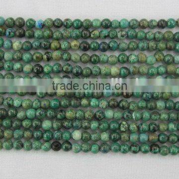 Malachite and Chrysocolla Twin Feather Grean Colour Loose Gemstone Beads Chrysocolla Malachite Round Beads for Necklace Making