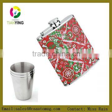 12oz Lovely stainless steel ladies hip flask with wine cup