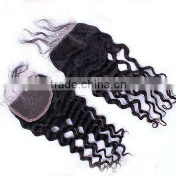 Hot Selling Wholesale Price18" #1 Jet Black Tight Curly, Soft & Durable, Peruvian hair full front lace closures