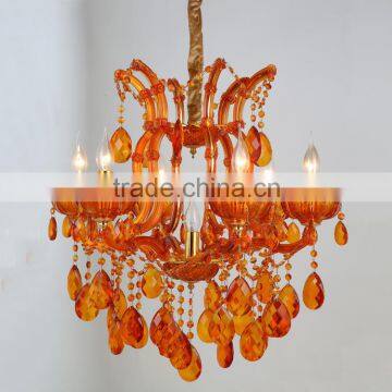 9 Lights Orange Colored Modern Led Crystal Chandelier for Home photo-3