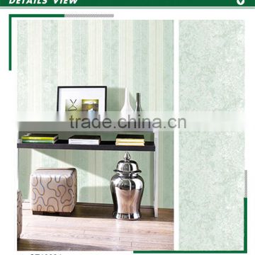 hottest printing non woven wallpaper, green simple vertical stripe wall mural for home interior , sound proof wall covering