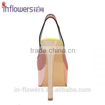 Peeptoe Pink Glitter Slingback Ladies High Heels photo-3