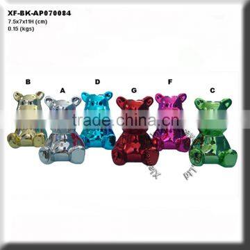 china supplier animal chrome plating ceramic bear money bank