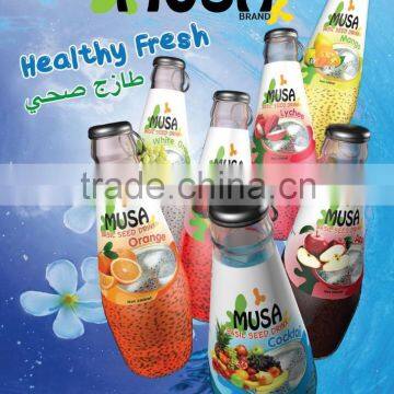Basil Seed Drink Glass Bottle 290ml MUSA Brand