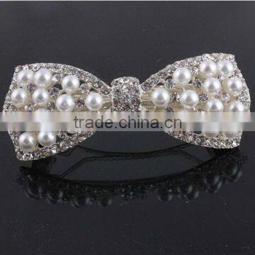 Luxurious rhinestone hair bow with pearl manufacturers Chins supplier BY 1880