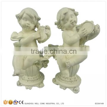 Hot Sale Wholesale Miniature Angel Figurines Musicians Statues with Harp & Accordion