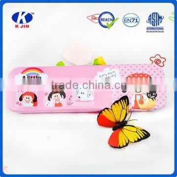 wholesale cheap tin pencil case for kids with pink color