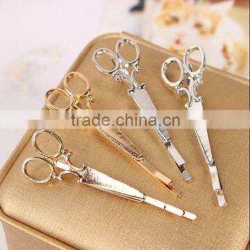 Creative Hair Pin Gold Silver Scissors Shears Clip for Hair Accessories Vintage Simple Head Jewelry best Valentine's Day Gift