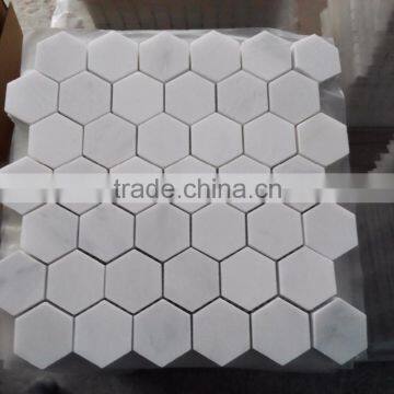 king century polished statuary white hexagon marble mosaic floor tile