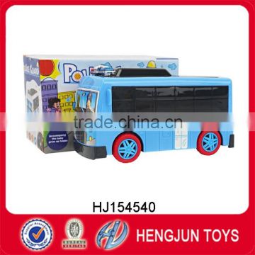 plastic electric musical bump&go police bus with flash for kid toys