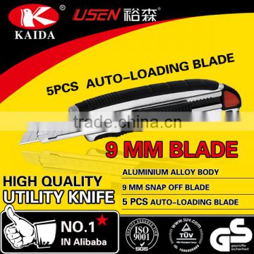 5 PCS Auto Loading 9mm Snap Off Blade Aluminium Alloy Utility Cutter Knife