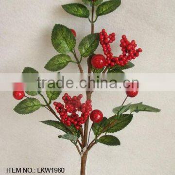 2015 newest special artificial holly and foam red berry pick branches pick for chrismas decoration pick new christmas pick