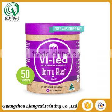 OEM Matt Lamination Printed Kraft Paper Tea Packaging Round Storage Box photo-3