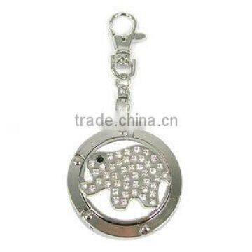 High quality with muliti function metal purse hanger key chain, decorated with crystal