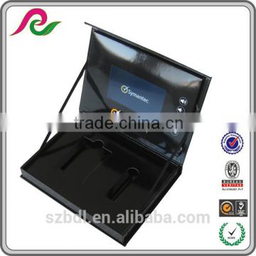 glossy lamination customized LED box video brochure, 4.3inch video play box digital