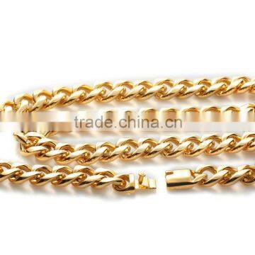 New Hot 18K gold filled women's men's gold chain, fashion stainless steel jewelry neck chain
