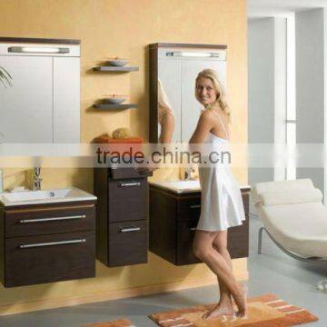 european hot sell style wall-mounted bathroom cabinets with tempered glass basin