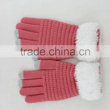 Color winter warm screen touch glove with three conductive fingertips