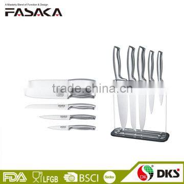 KH1303 6PCS New design Stainless Steel knives with Acrylic block Hollow handle Kitchen Knife