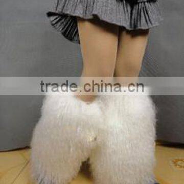 Vintage Style Leg Warmers Of Mongolian Sheep Fur Boots Fur Sleeves Warmer photo-3