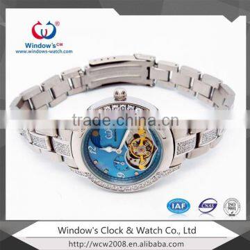 automatic watch diamond luxury silver chain watch