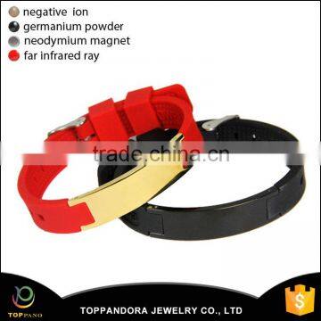 High quality 316l stainless steel clasp colorful carbon fiber rubber bracelet silicone health bracelet                        
                                                Quality Choice