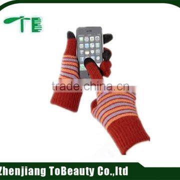 five finger knitted multi-color touch screen gloves