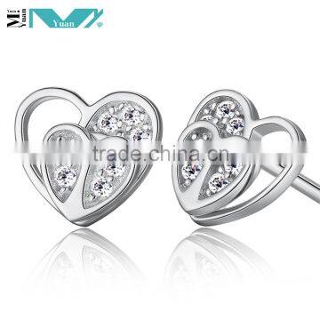 Women jewelry silver 925 heart stud earrings in ladies design