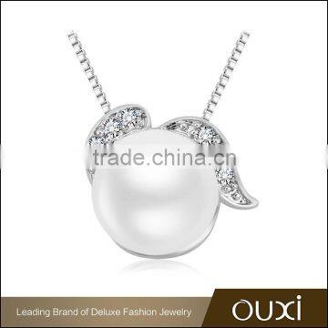 2015 OUXI fashionable austrian big pearl necklace made with imitation pearl